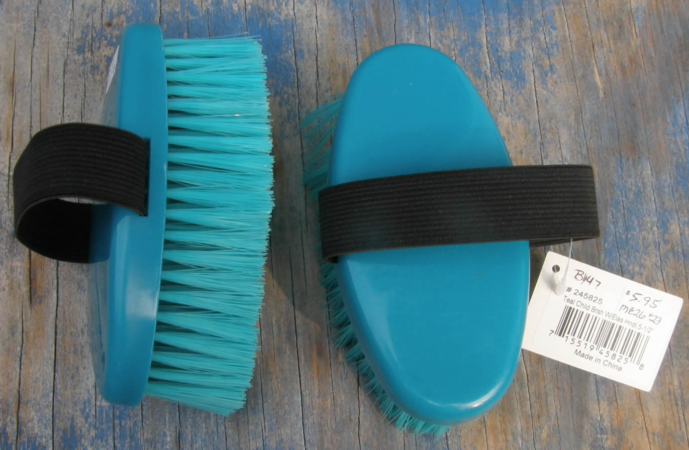 Partrade Childs Brush Horse Grooming Brush with Elastic Hand Strap Teal