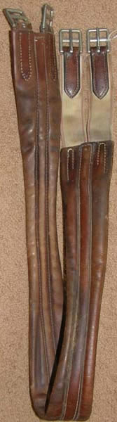 50" Shaped Leather English Girth Padded Girth Elastic Ends Brown