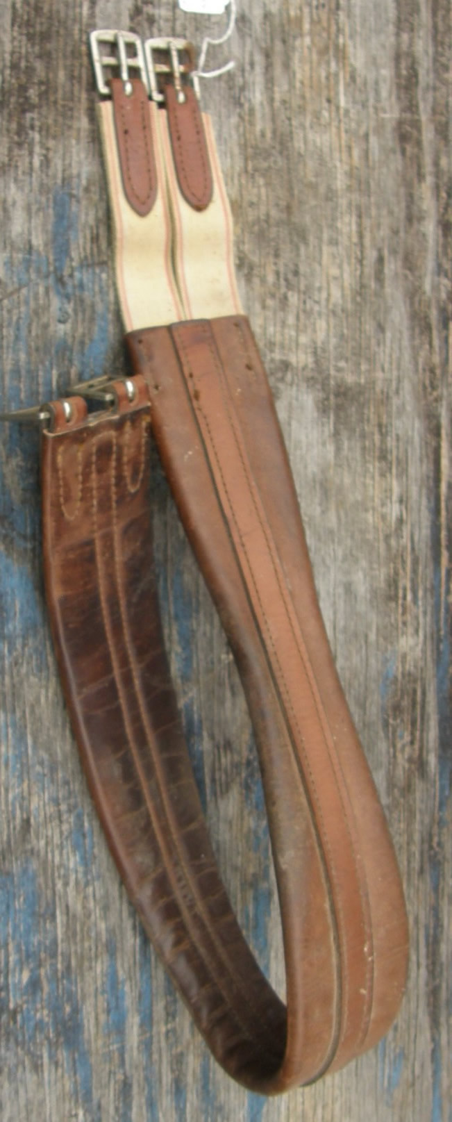 46" Shaped Leather Overlay English Girth Brown