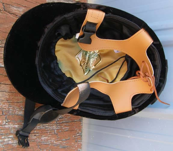 Equi-Royal Saddlery Velvet English Helmet Hunt Cap with Chin Cup Harness 7 3/8 Black