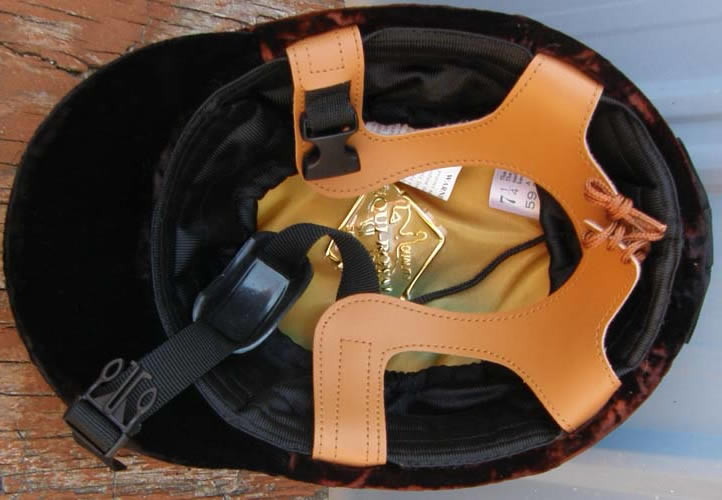 Equi-Royal Saddlery Velvet English Helmet Hunt Cap with Chin Cup Harness 7 1/4 Black