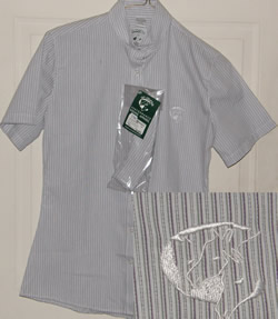On Course Short Sleeve Show Shirt English Riding Shirt Ladies S M White/Plum Stripes