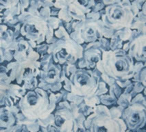 Blue Floral Print Fabric Cotton/Poly Dress Material Remnant