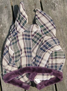 Kensington Fly Mask With Ears Horse Tan/Plum Plaid