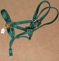 Nylon Pull-Back Halter Horse Training Halter Poll Pressure Crown Control Halter Anti Pull Halter M Horse Hunter Green
