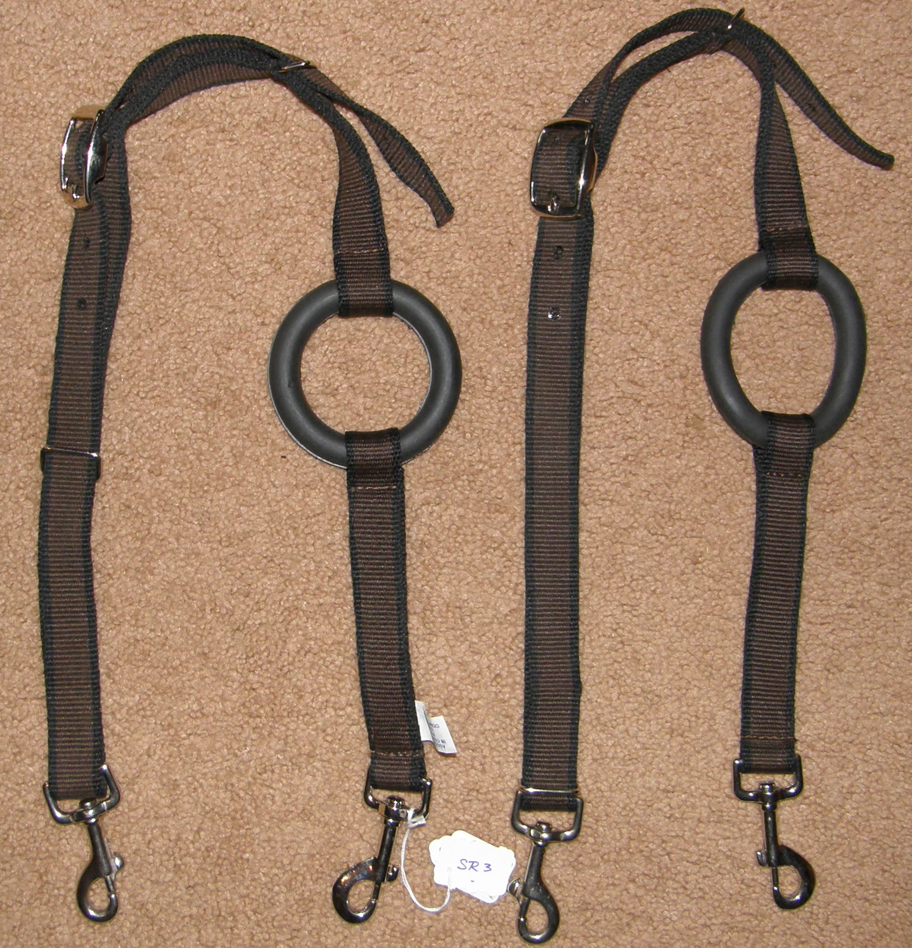 Lunge Lines Leather Side Reins Rubber Inserts Adjustable Horse Training