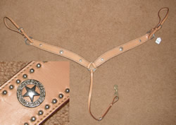 Showman Lt Oil Western Breastcollar, Western Breast Collar with Metal Dots, Texas Star Concho Trim