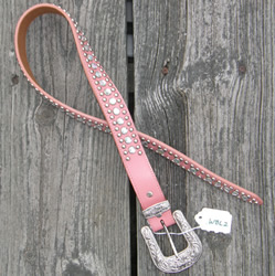 3-D Western Belt with Buckle Pink with Rhinestones 
