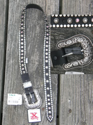 Girls Wrangler’s Twenty X Western Belt with Buckle Black with Rhinestones 