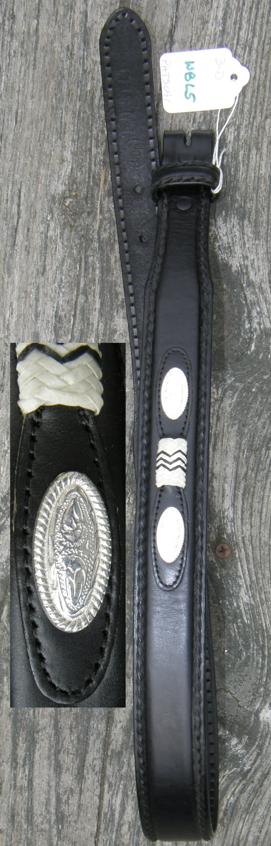 3-D Western Belt Black with Conchos & Trim 