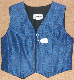 Banjo Western Show Vest Zippered Vest Blue Black Print Ladies S