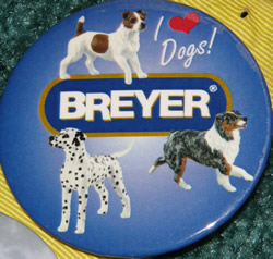 #1505 I Love Dogs Jack Russell Dalmatian Australian Shepherd Breyer Horse Button Pin