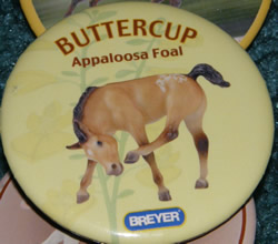 #1155 Buttercup Appaloosa Scratching Foal Horse Breyer Button Pin