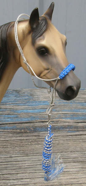 Model Horse Tack Props Model Horse Traditional Horse Mule Rodeo Rope Halter & Lead Royal Blue/Grey