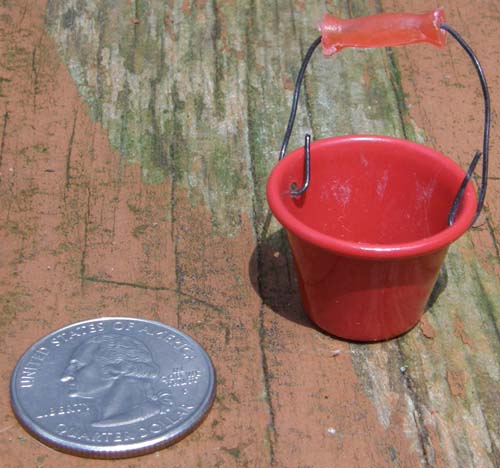 Model Horse Tack Props Model Horse Bucket Red Metal Water Feed Bucket