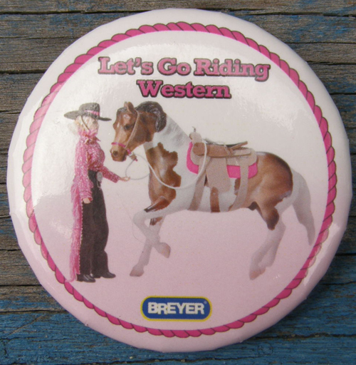 #1298 Let's Go Riding Western Breyer Horse Button Pin