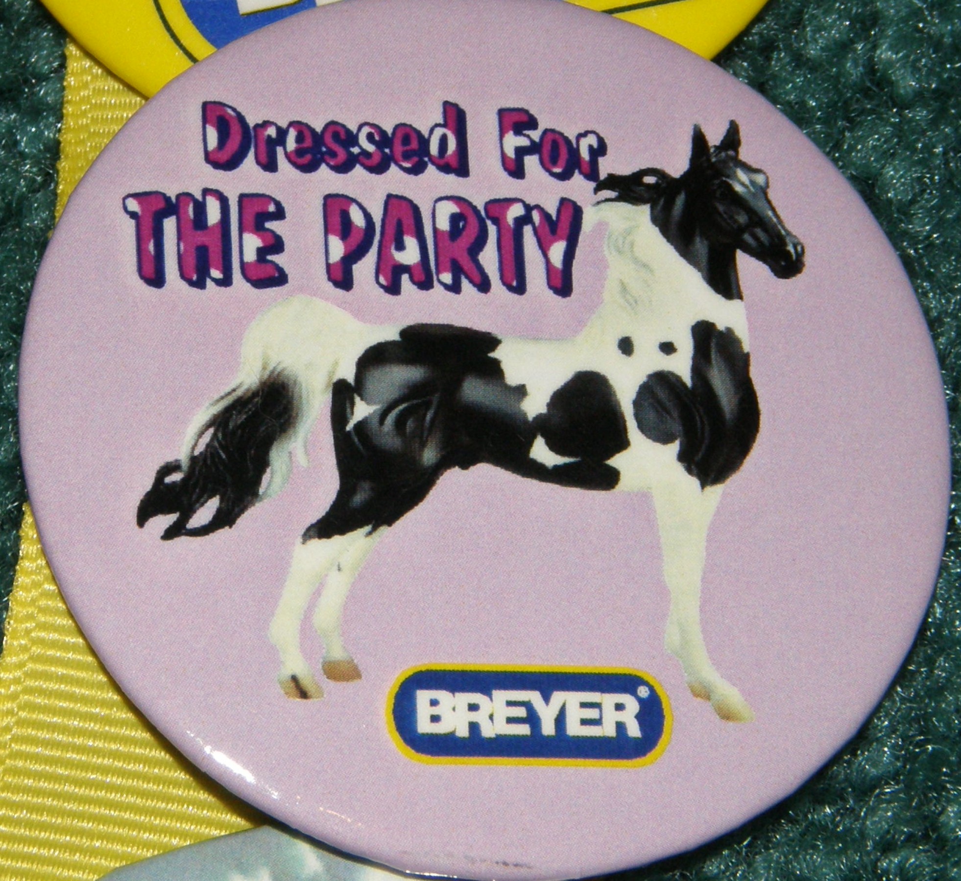 #1141 Black Pinto American Saddlebred Dressed For The Party Breyer Horse Button Pin