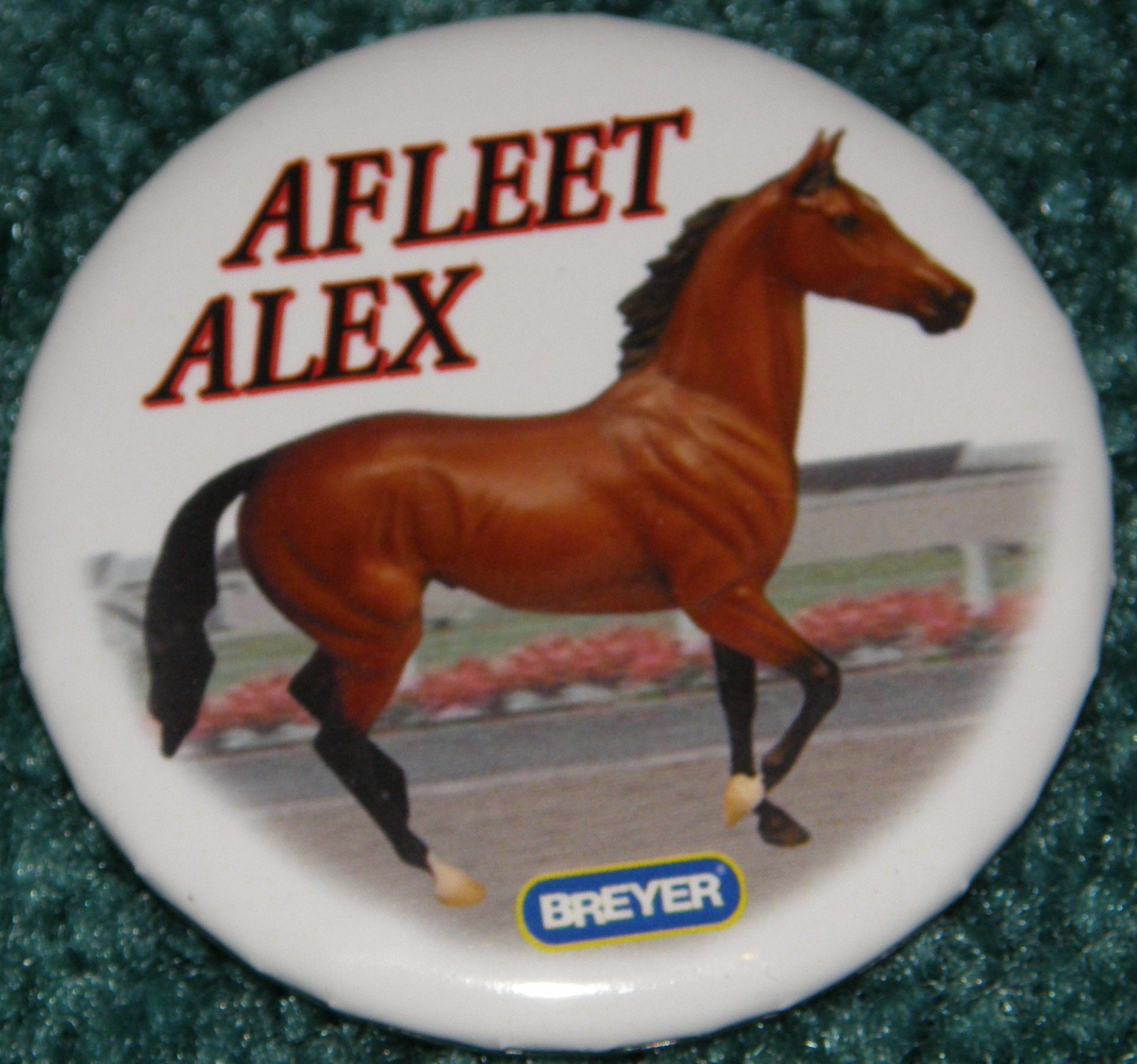 #1270 Afleet Alex Thoroughbred Racehorse TB Race Horse Breyer Button Pin