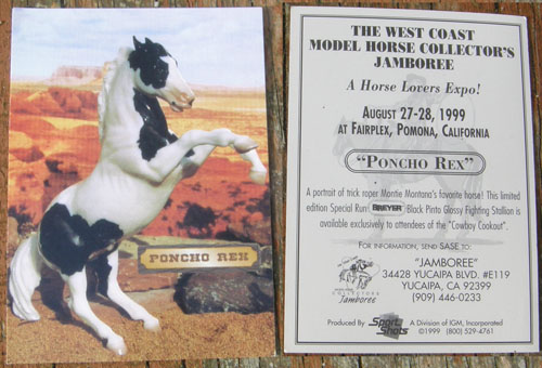 Breyer #702797 Ponch Rex Montie Montana's Black Pinto Breyer Horse Trading Card Breyerfest Jamboree 1999