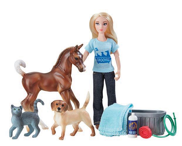 Breyer #62029 Pet Groomer Set Doll Bay Warmblood Foal Companion Animal Jack Russell Tiger Cat