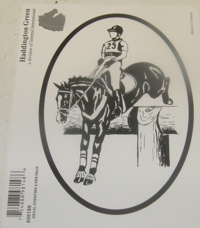 Eventing English Rider on Horse Event Horse Over Jump Euro Oval Window Sticker Decal