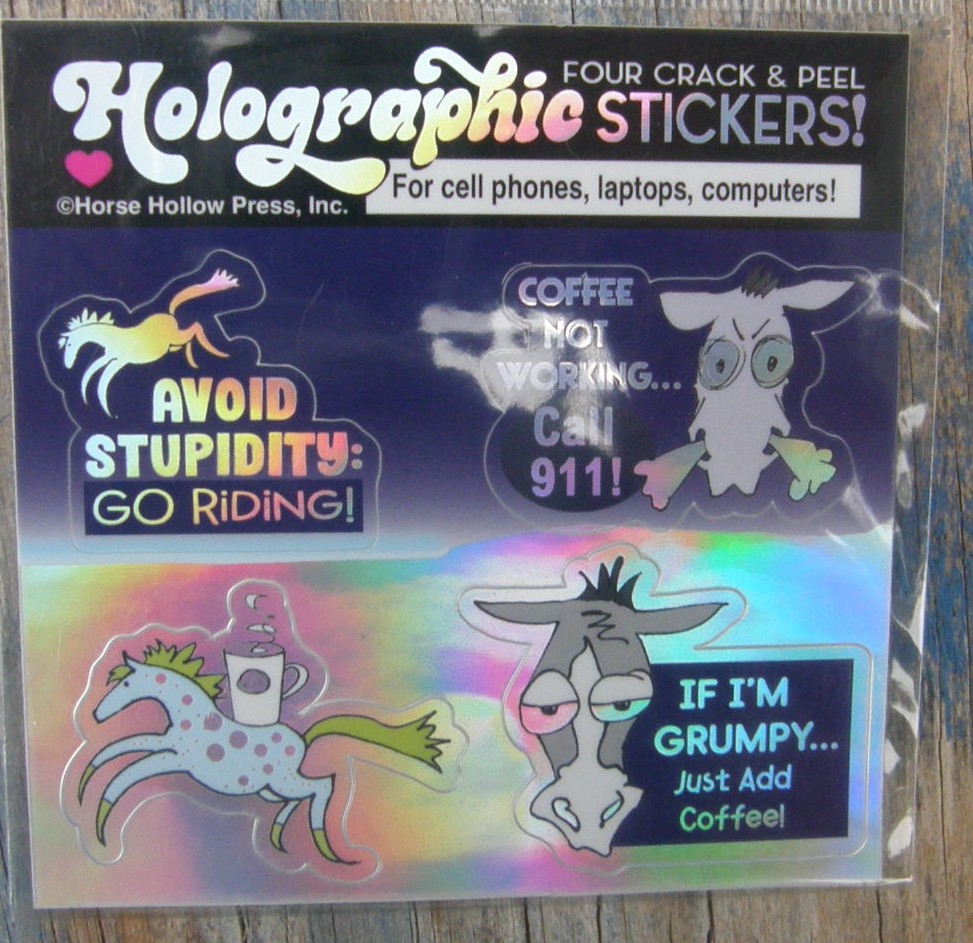 Horse Holographic Stickers Humorous Need Coffee Horse Decals