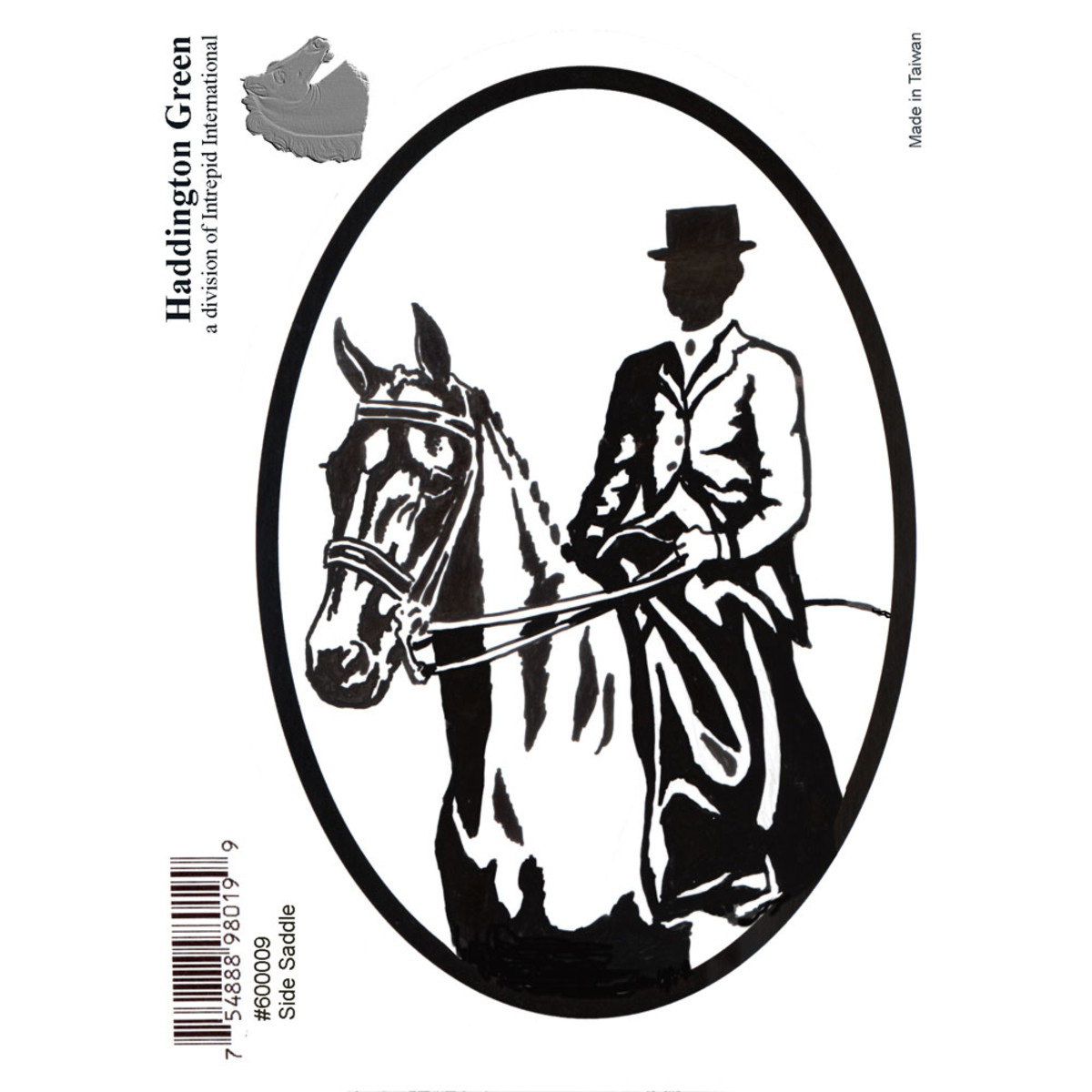 Sidesaddle English Rider on Horse Side Saddle Horse Euro Oval Window Sticker Decal