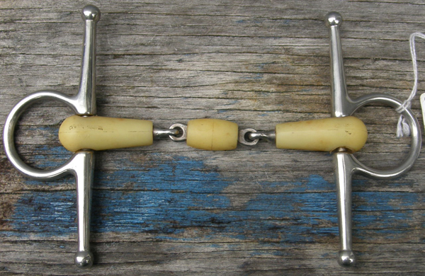 4 1/2” Happy Mouth 3 pc Jointed Mouth Full Cheek Snaffle Bit Roller Center Link Full Cheek Bit