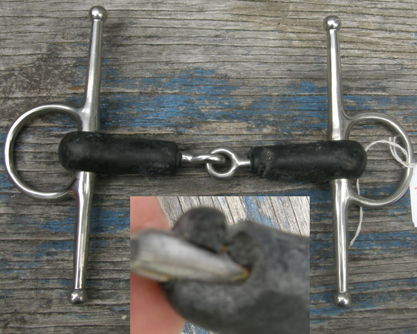 4 3/4” Rubber Mouth Full Cheek Snaffle Bit Hard Rubber Full Cheek Snaffle Bit