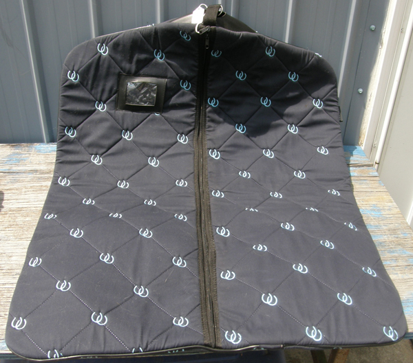 Centaur Embroidered Garment Bag Padded Hanging Garment Bag Protect Show Clothes Navy Lt Blue Horseshoes
