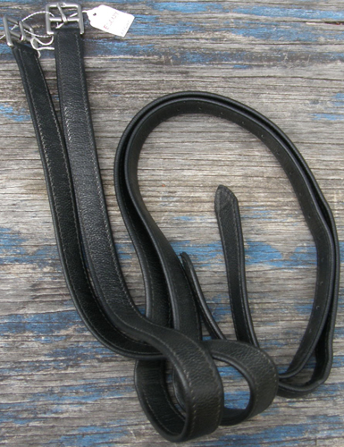 English Stirrup Leathers 3/4" Spaced Holes Lined English Leathers Black 1" x 54"