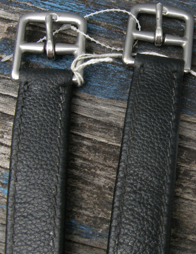 English Stirrup Leathers 3/4" Spaced Holes Lined English Leathers Black 1" x 54"