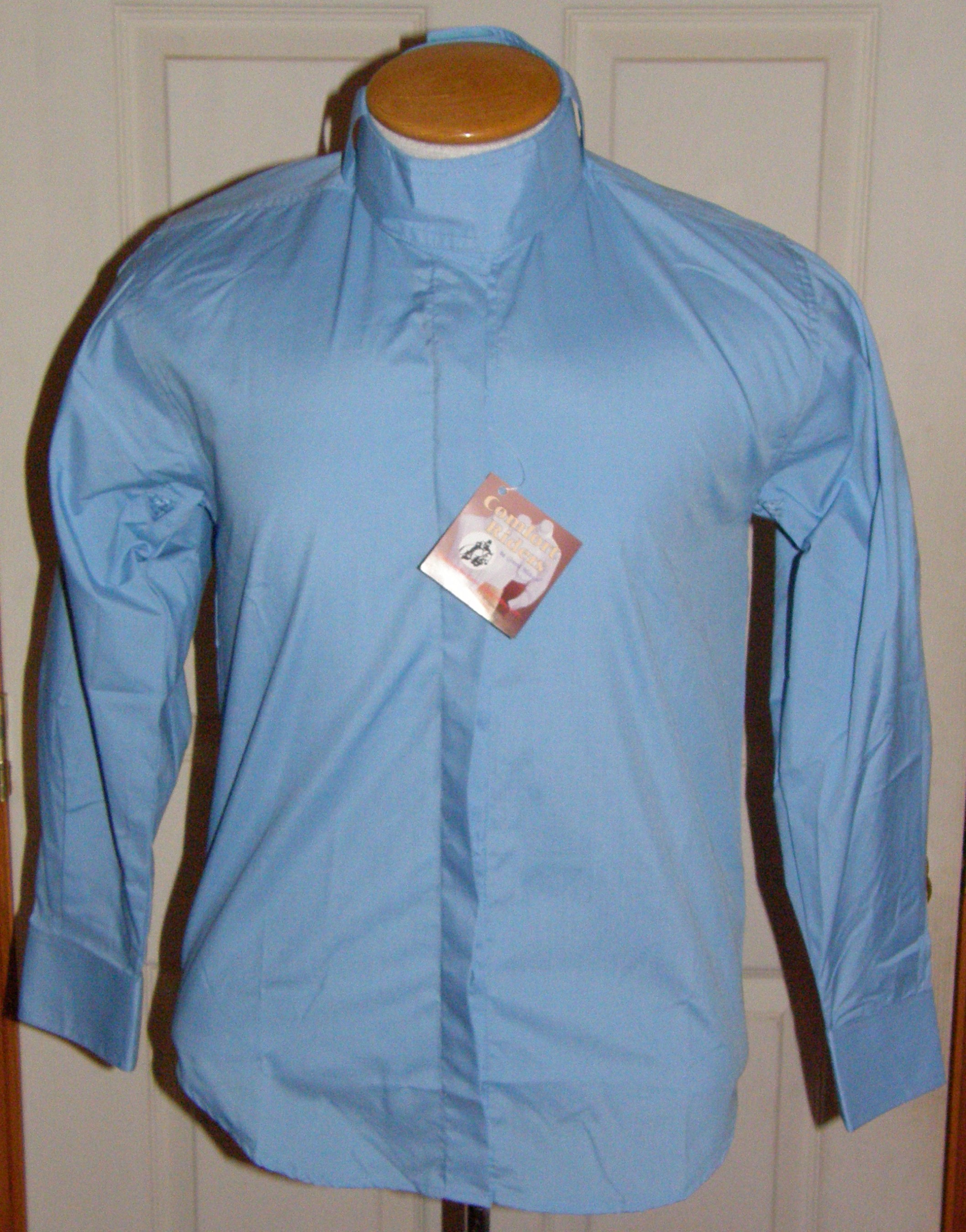 EquiRoyal Riders Mark Long Sleeve Cotton Vented Show Shirt English Riding Shirt Ladies 28 30 32 34 36 38 40 42 44 Blue Maize Yellow