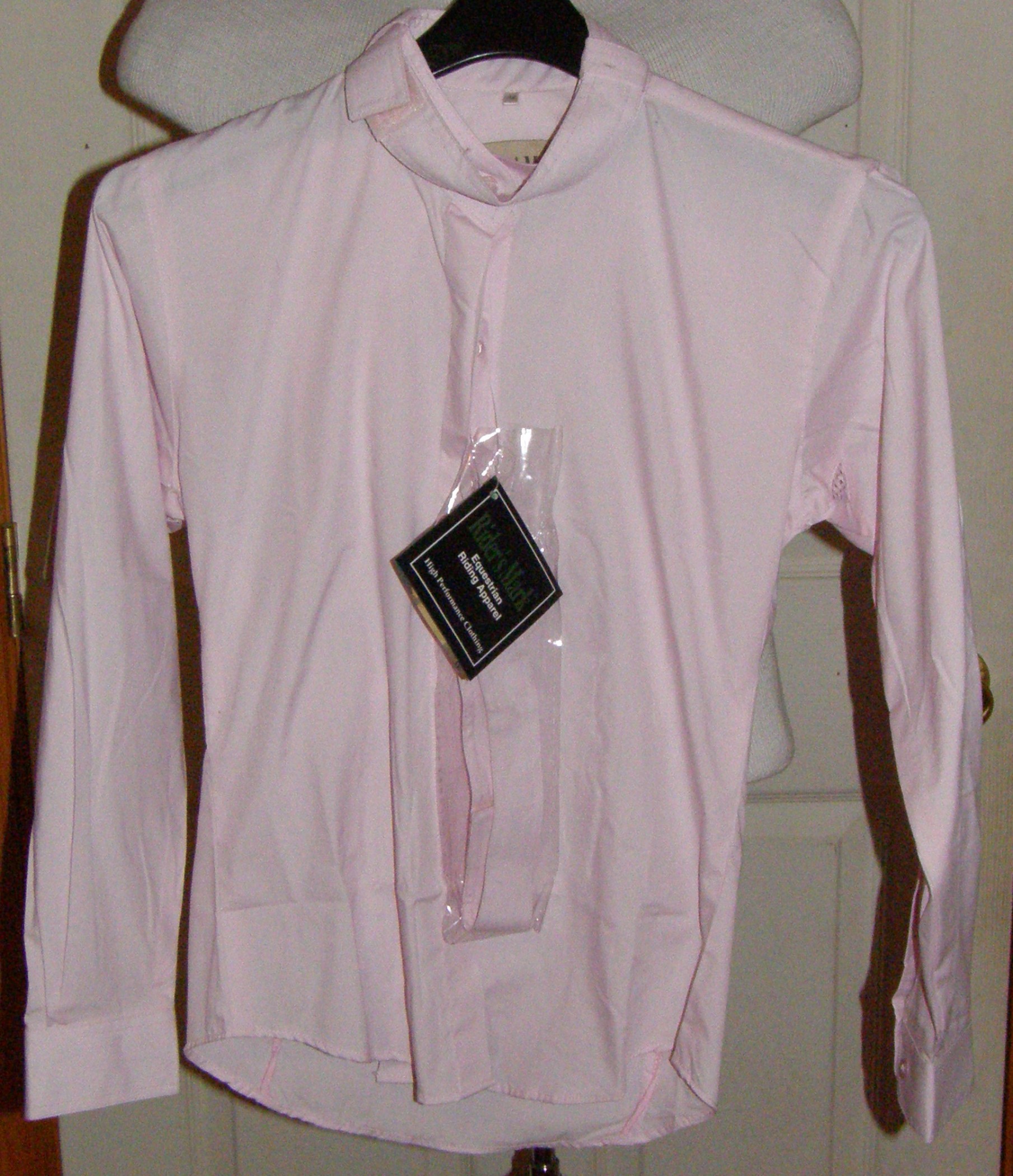 Equi Royal Riders Mark Long Sleeve Cotton Vented Show Shirt English Riding Shirt Childs 6 8 10 12 14 16 Lt Pink Mint Green Maize Yellow Blue