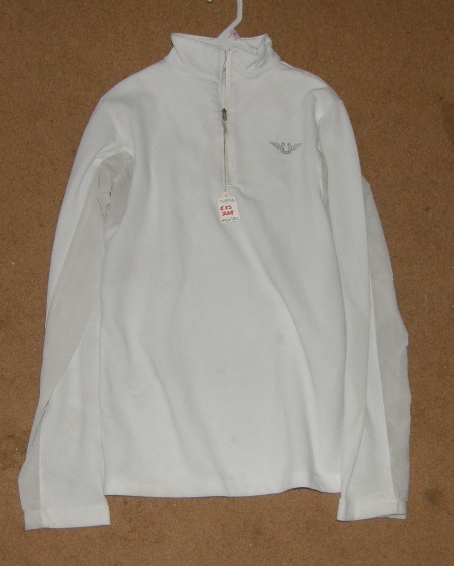 TuffRider Pull Over Long Sleeve Sun Shirt Show Shirt Ventilated Sunshirt Technical English Riding Shirt Ladies XS White