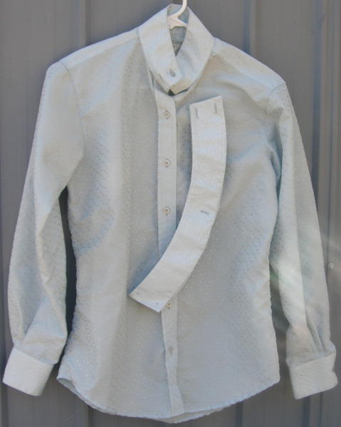 The Wellington Collection L/S English Show Shirt English Riding Shirt Beaded Trim Collar Pale Blue