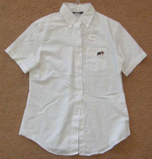 Dee Cee Oxford Shirt Short Sleeve English Riding Shirt Hand Painted Horse Heads Ladies 11/12 White