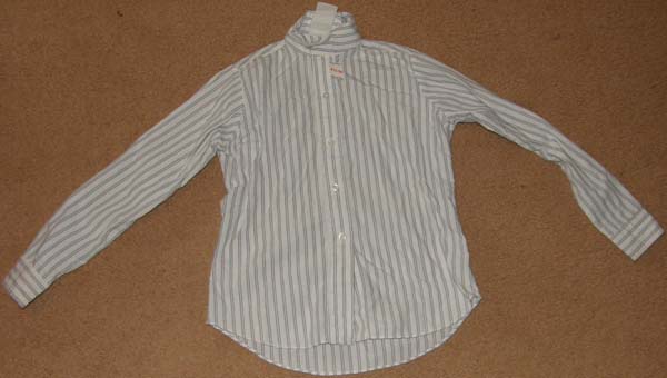 Devon Aire Long Sleeve Show Shirt English Riding Shirt Childs 8 Striped White/Navy Stripe
