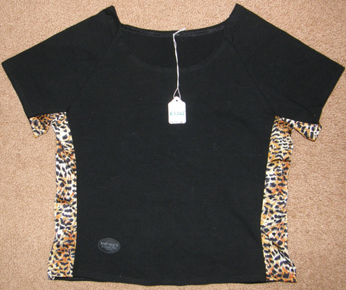 Devon Aire Hoof Beats Short Sleeve Stretch Schooling Top English Riding Shirt Stretch Tee Ladies M 8/10 Black/Leopard Print