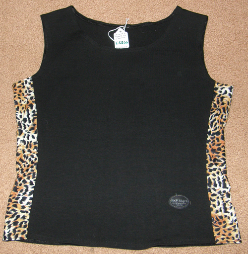 Devon Aire Hoof Beats Sleeveless Stretch Schooling Tank Top English Riding Shirt Stretch Tank Top Ladies M 8/10 Black/Leopard Stripe