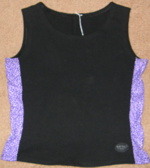 Devon Aire Hoof Beats Sleeveless Stretch Schooling Tank Top English Riding Shirt Stretch Tank Top Ladies M 8/10 Black/Purple Leopard Print