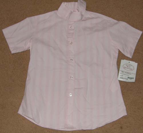 Devon Aire Nouvelle Stretch S/S Show Shirt Short Sleeve English Riding Shirt Pale Pink Stripe Childs 10R