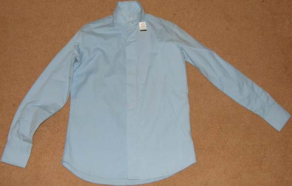 TuffRider Long Sleeve Cotton Show Shirt LS English Riding Shirt Childs 10 Lt Blue