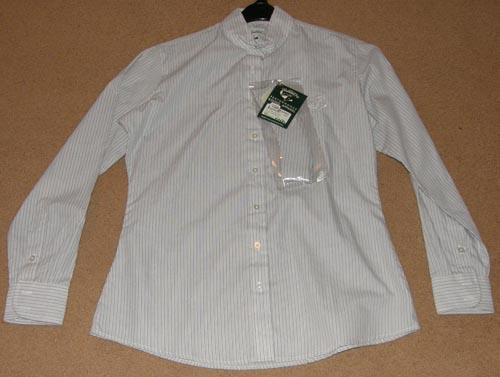 On Course Long Sleeve Show Shirt English Riding Shirt Ladies L White/Plum Stripes