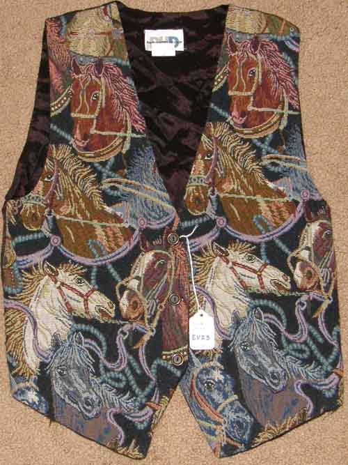 Paul Harris Design Horse Tapestry Vest PHD Horse Print Vest Ladies M