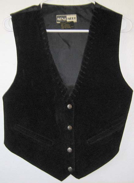 Mona Mode Suede Leather Vest Western Vest Leather Lacing Texas Star Snaps Ladies M Black