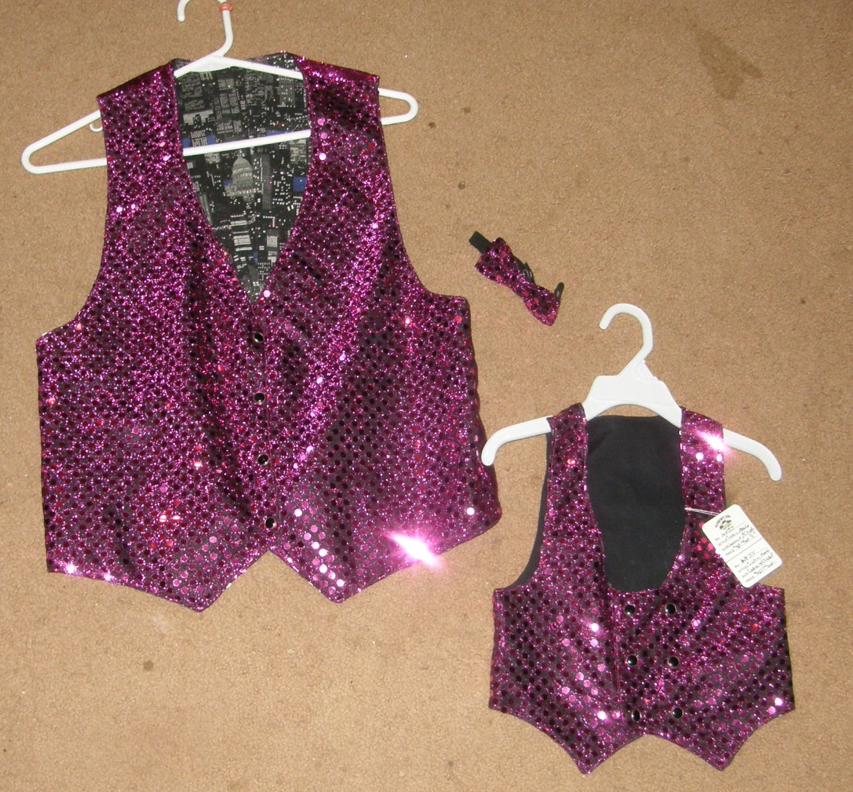Western Mommy & Me Leadline Show Vest Set Western Lead Line Vest Set Matching Western Show Vests Magenta Glitter Childs 8? Ladies 10?
