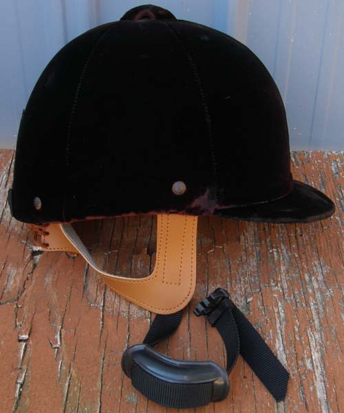 Equi-Royal Saddlery Velvet English Helmet Hunt Cap with Chin Cup Harness 7 1/4 Black