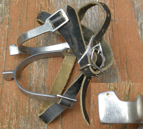 Korsteel Squared Blunt End Spurs English Spurs with Black Leather Spur Straps Childs?