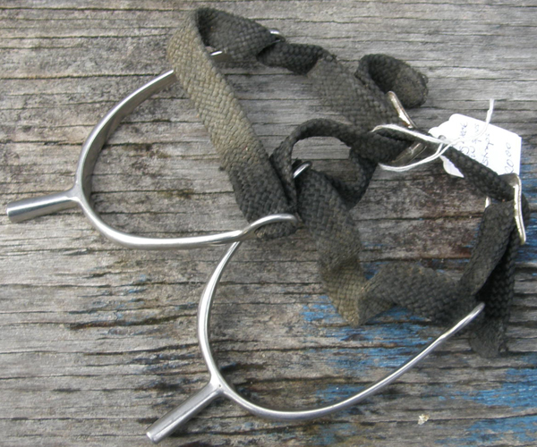 English Spurs Long Neck POW Spurs Prince Of Wales Spurs with Black Woven Spur Straps